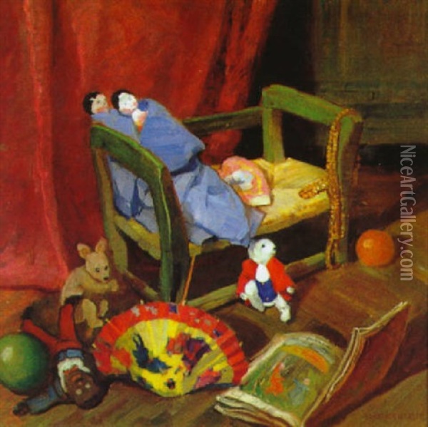 Die Puppen Oil Painting - Stanislaus von Korzeniewski
