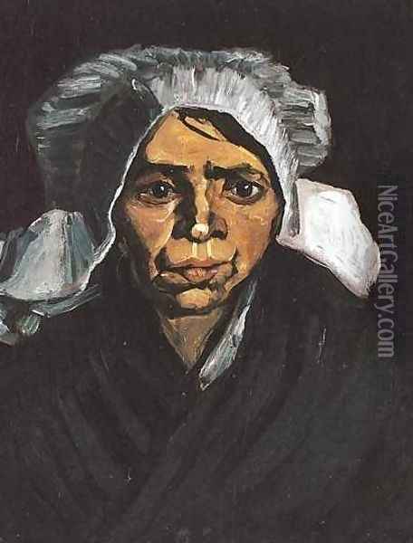 Head Of A Peasant Woman With White Cap I Oil Painting - Vincent Van Gogh