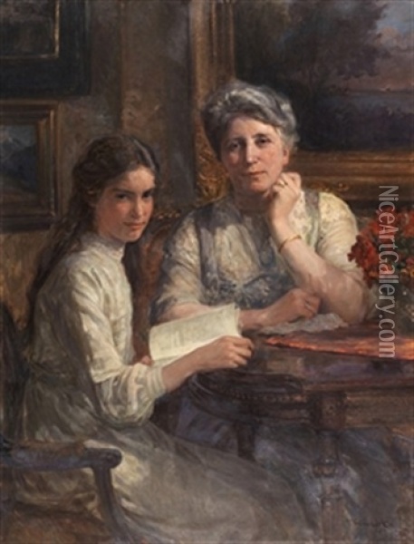 Abuela Con Su Nieta Oil Painting - Victoriano Codina Y Langlin