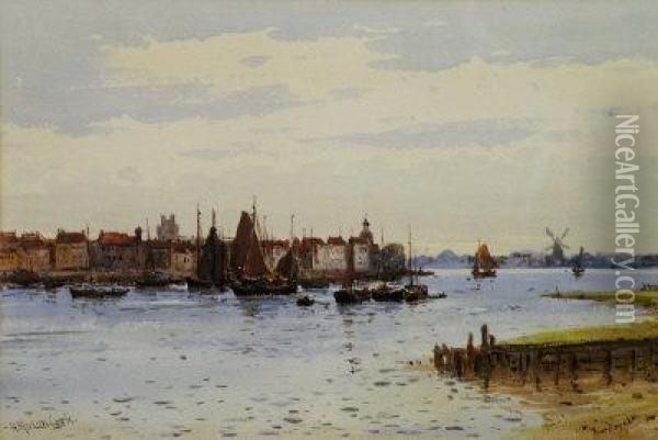 A View Of Dordrecht Oil Painting - Herbert Moxon Cook