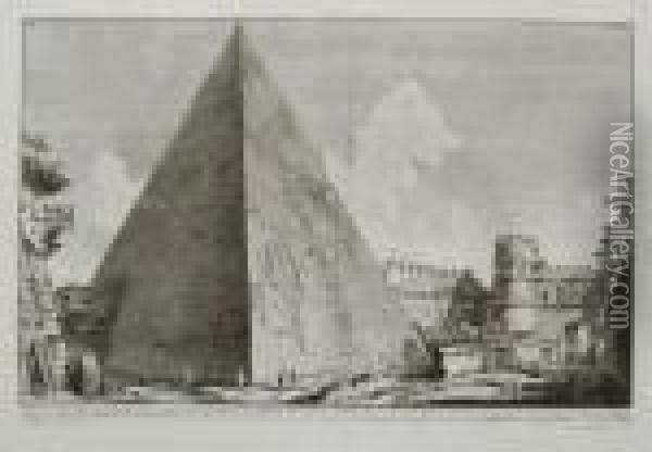Veduta Della Piramide Di Cajo Cestio Oil Painting - Giovanni Battista Piranesi