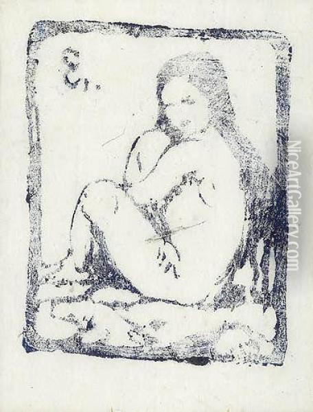 Sitzender Madchenakt Nach Links Oil Painting - Giovanni Giacometti