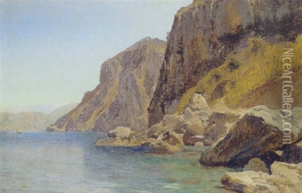 Titusklipperne Pa Capri Oil Painting - Godfred Christensen