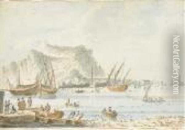 Vue Du Port De Palerme Oil Painting - Claude Louis Chatelet