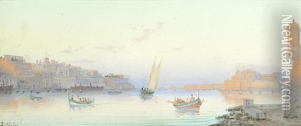 Valletta, Malta Oil Painting - Luigi Maria Galea