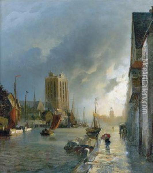 In Dordrecht Oil Painting - Viggo Fauerholdt