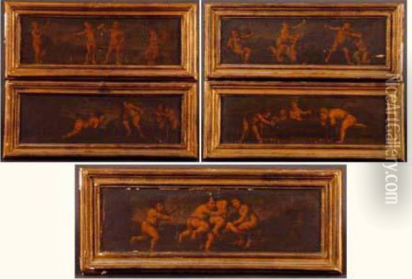 Jeux De Putti Oil Painting - Michelangelo Todi Da Ricciolini