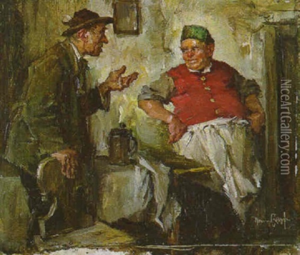Gastwirt Und Zecher Im Gesprach Oil Painting - Hans Best