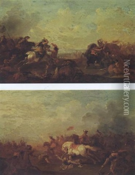 Cavalry Battle Oil Painting - Georg Philipp Rugendas the Elder