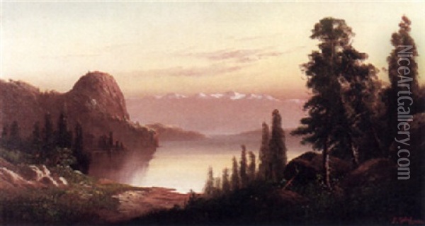 Evening On Lake Tahoe Oil Painting - Joseph (Joe) D. Strong