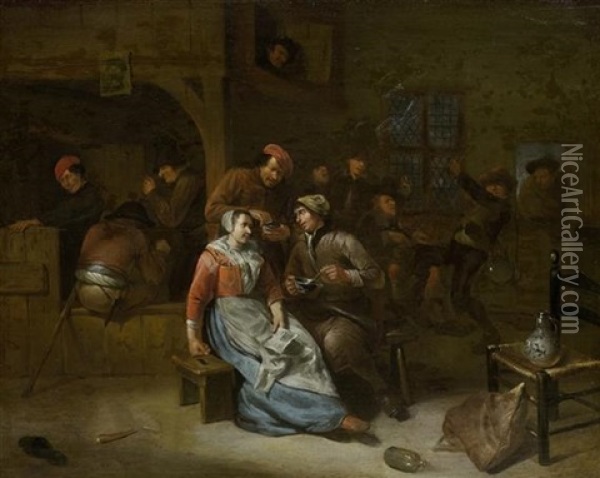 Interieurszene In Einer Schenke Oil Painting - Egbert van Heemskerck the Elder