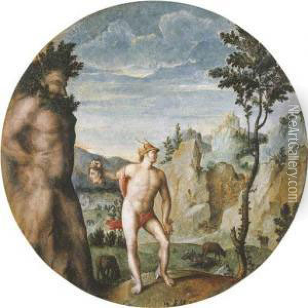 Perseus Turning Atlas To Stone Oil Painting - Gillis Coignet