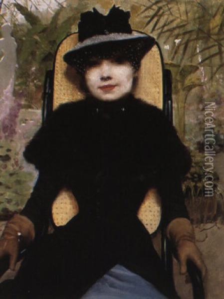 Elegant Lady Seated Oil Painting - Vittorio Matteo Corcos