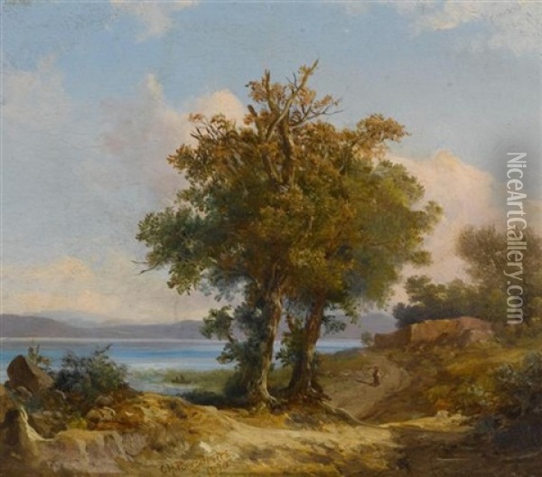Mediterrane Landschaft Oil Painting - Charles H. Poingdestre