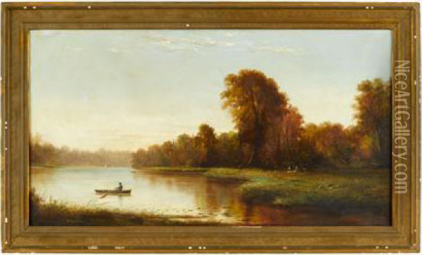 River Scene Oil Painting - Wesley Elbridge Webber