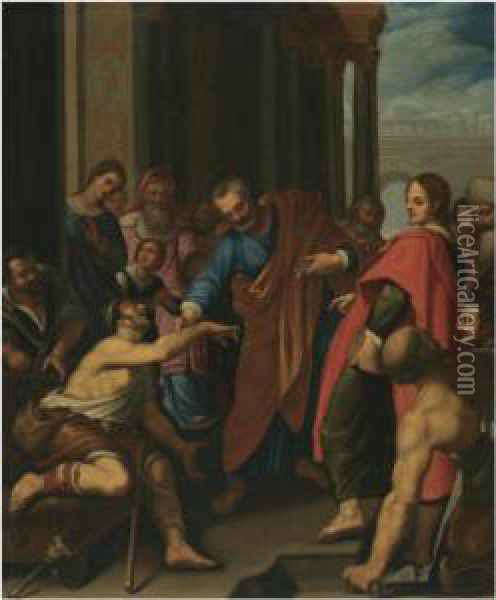 Saints Peter And John Healing A Cripple At The Gate Of Thetemple Oil Painting - Lodovico Cardi Cigoli