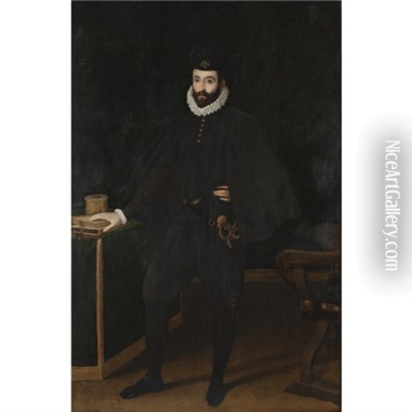 Portrait Of Francesco I De Medici, Grand Duke Of Tuscany, Standing Beside A Table Oil Painting - Sofonisba Anguissola