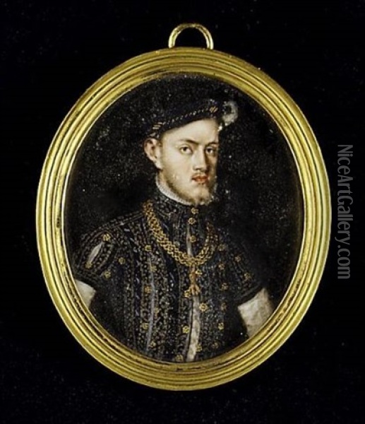 Philip Ii (1527-98), King Of Spain (1556-98), Wearing Bejewelled Black Doublet Oil Painting - Margaret, Lady Bingham
