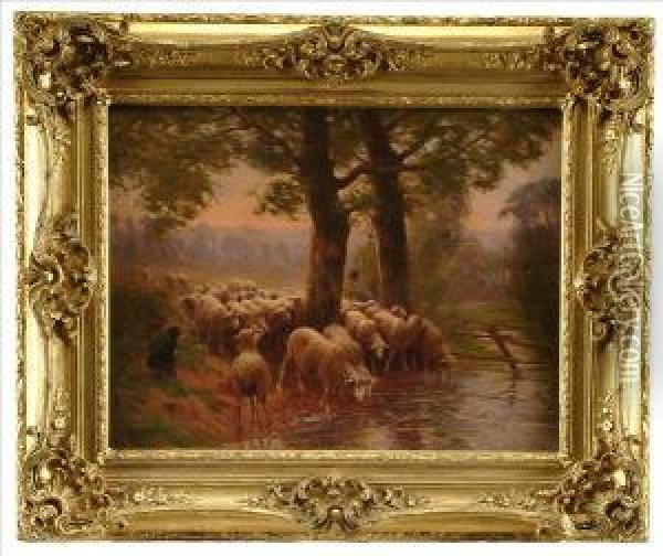 Sheep And Shepherdat Oil Painting - Charles Clair