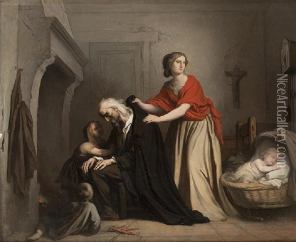 'la Famille' Oil Painting - Edouard Manche