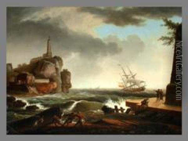 Schiffbruch Auf Sturmischer See Oil Painting - Charles Francois Lacroix de Marseille