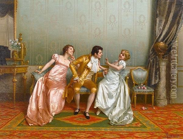 The Flirt Oil Painting - Vittorio Reggianini
