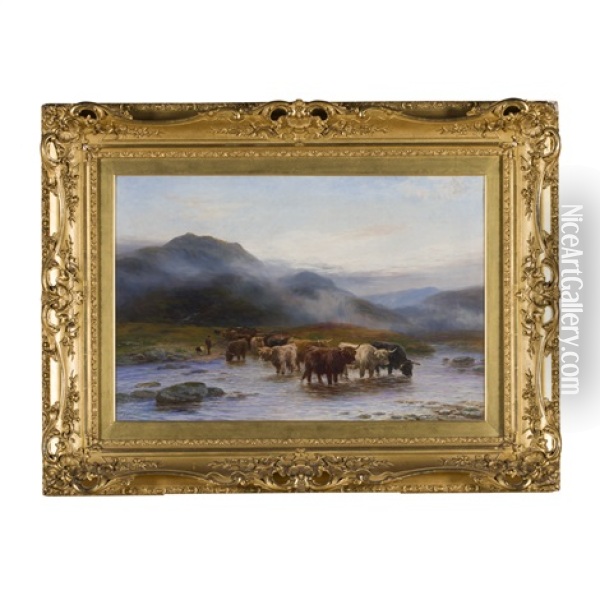 A Highland Ford Oil Painting - Henry Garland