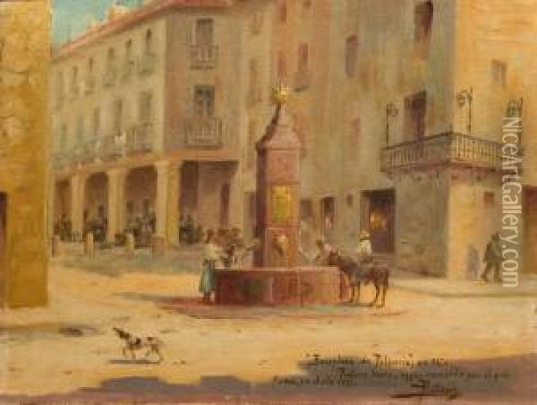 Plaza De Palencia Oil Painting - Asterio Mananos