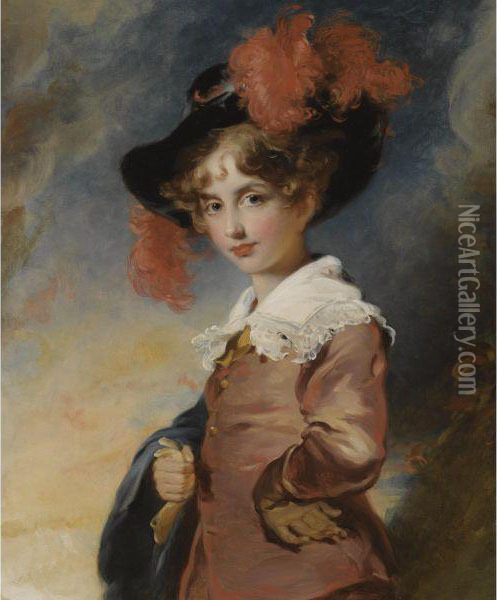 Portrait Of A Boy In Van Dyck Dress Oil Painting - John Boaden