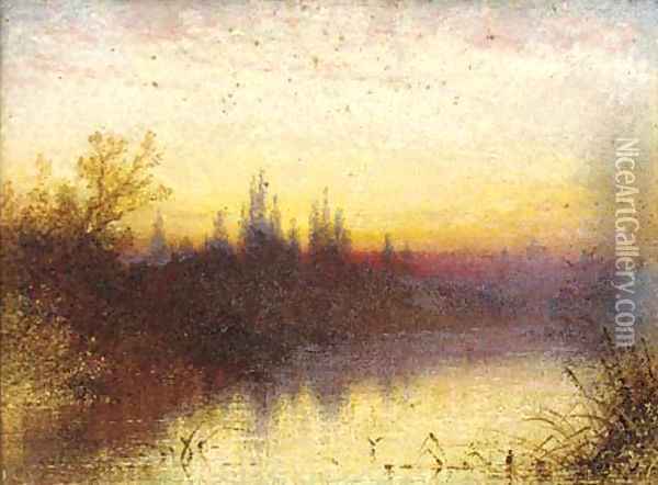 Sunset on the Thames, near Windsor Oil Painting - Henry Thomas Dawson