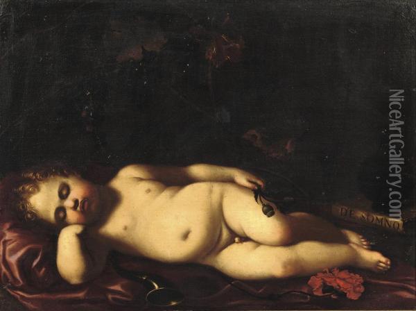 Cupid Sleeping Oil Painting - Rutilio Lorenzo Di Manetti