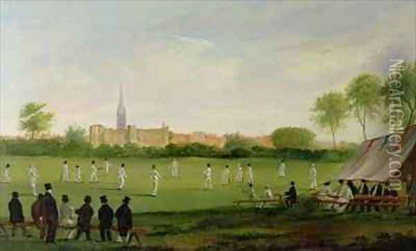 Cricket at Newark on Trent Oil Painting - J.D. Curtis