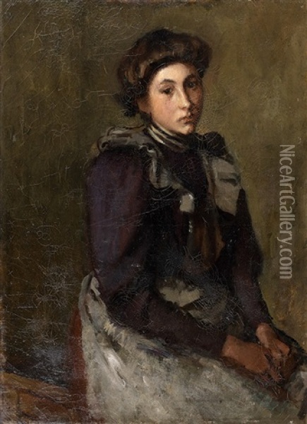 Portrait De Jeune Fille Assise Oil Painting - Geraldine Millet