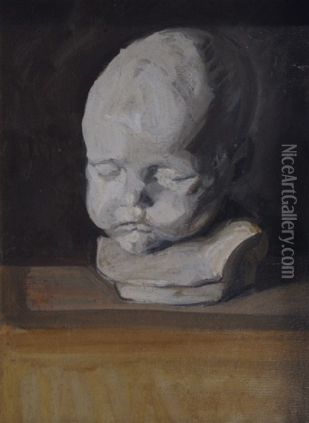 Still Life With White Child's Bust Oil Painting - Franz Noelken