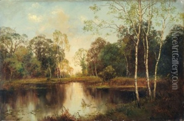 Stilles Wasser Im Wald Bei Weimar Oil Painting - Karl Buchholz