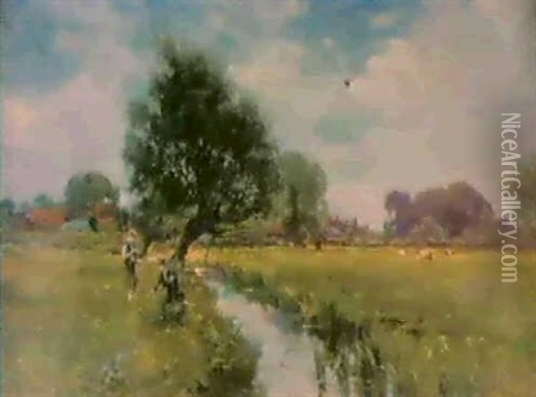 In The Meadows Oil Painting - Henry John Yeend King