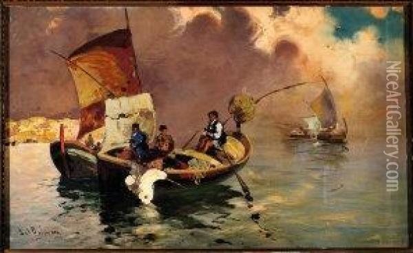 Barche Di Pescatori Oil Painting - Salvatore Balsamo
