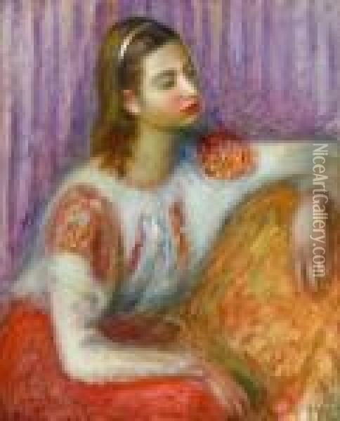 Girl In Peasant Blouse Oil Painting - William Glackens