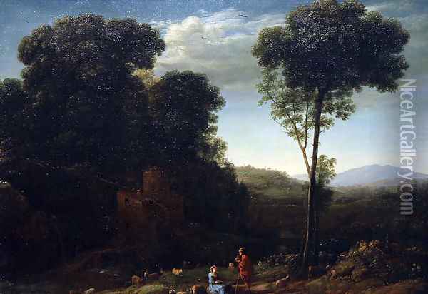 Pastoral Landscape with a Mill Oil Painting - Claude Lorrain (Gellee)