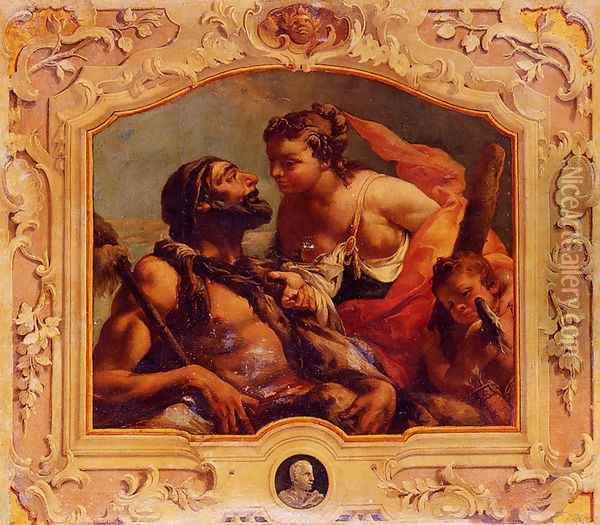 Hercules And Omphale Oil Painting - Jacopo Guarana