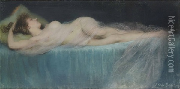 Sleeping Nude Oil Painting - Pierre Carrier-Belleuse