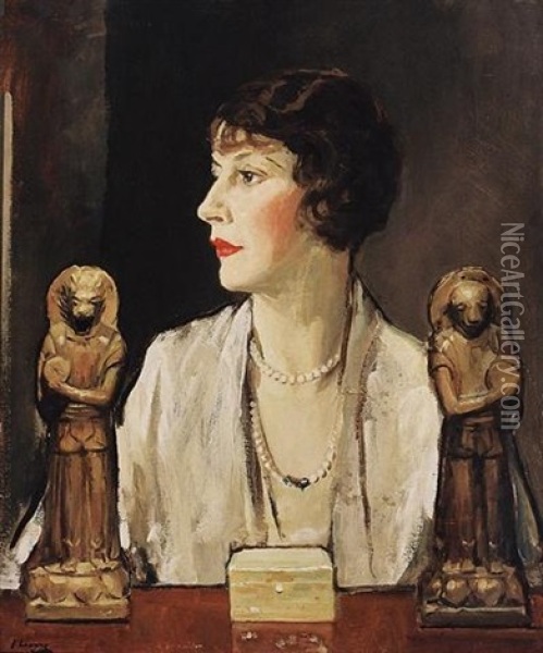 Portrait Of Mrs. Rothasay Stuart Wortley Oil Painting - John Lavery