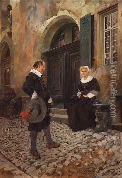 The Flirtation Oil Painting - Alexander Marcks