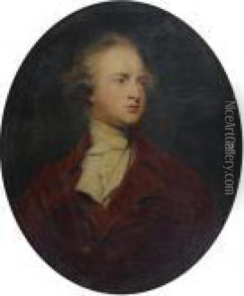 Portrait De Sir Abraham Hume, Dans Un Ovale Peint Oil Painting - Sir Joshua Reynolds