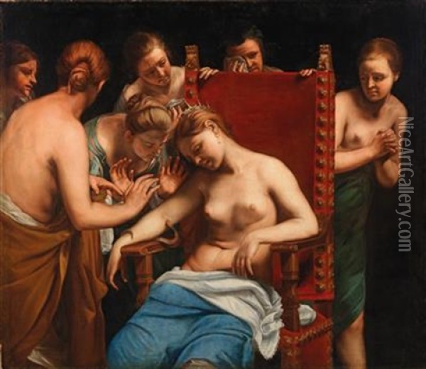 The Death Of Cleopatra Oil Painting - Guido Cagnacci