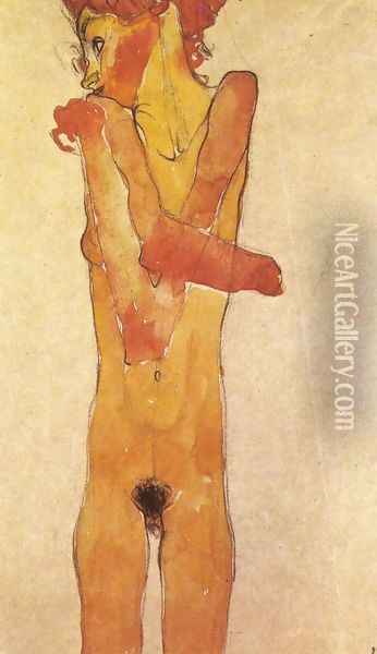 Nude teenager 1910 Oil Painting - Egon Schiele
