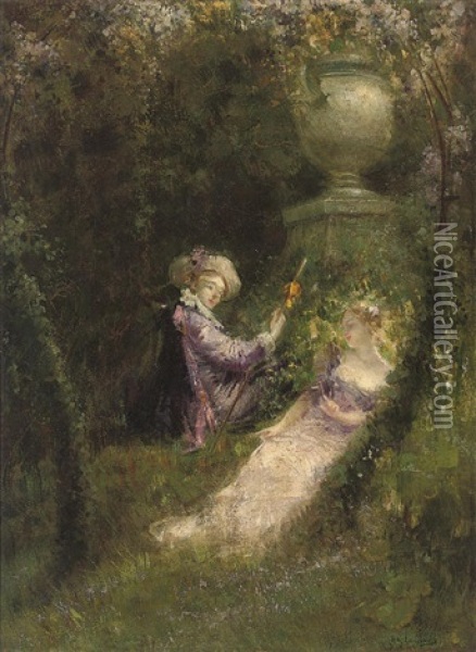 In The Garden Of Love Oil Painting - Paul Albert Laurens