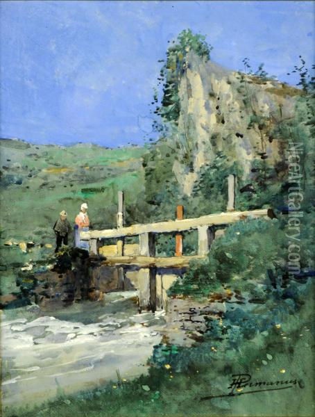 Pont Sur La Riviere Oil Painting - Paul Hermanus