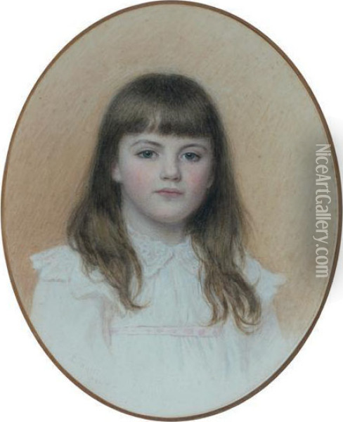 Portrait De Jeune Fille En Buste Oil Painting - Edward Tayler