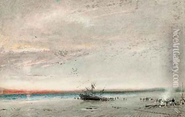 Ashore Oil Painting - Albert Goodwin